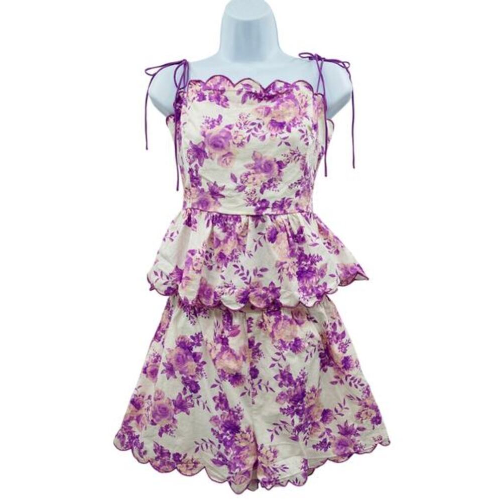 Flying tomato purple floralā scallop edge shorts & tank set - Picture 3 of 10